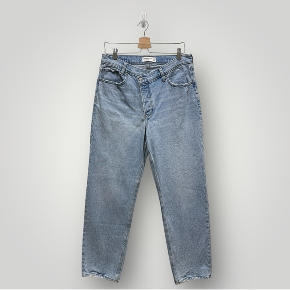 ABERCROMBIE & FITCH The Dad High Rise Jeans with Cross-Over Waistband Sz 30 - Picture 2 of 11